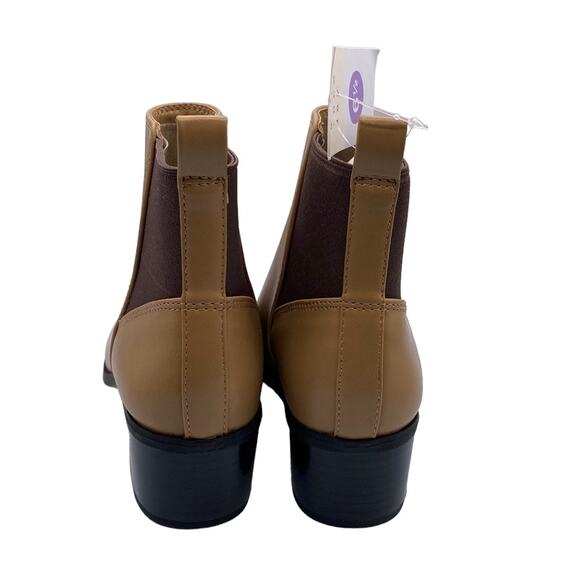 New A New Day Gwen Tan Faux Leather Pointed Toe Block Heel Ankle Boots Size 6.5 - Picture 5 of 8